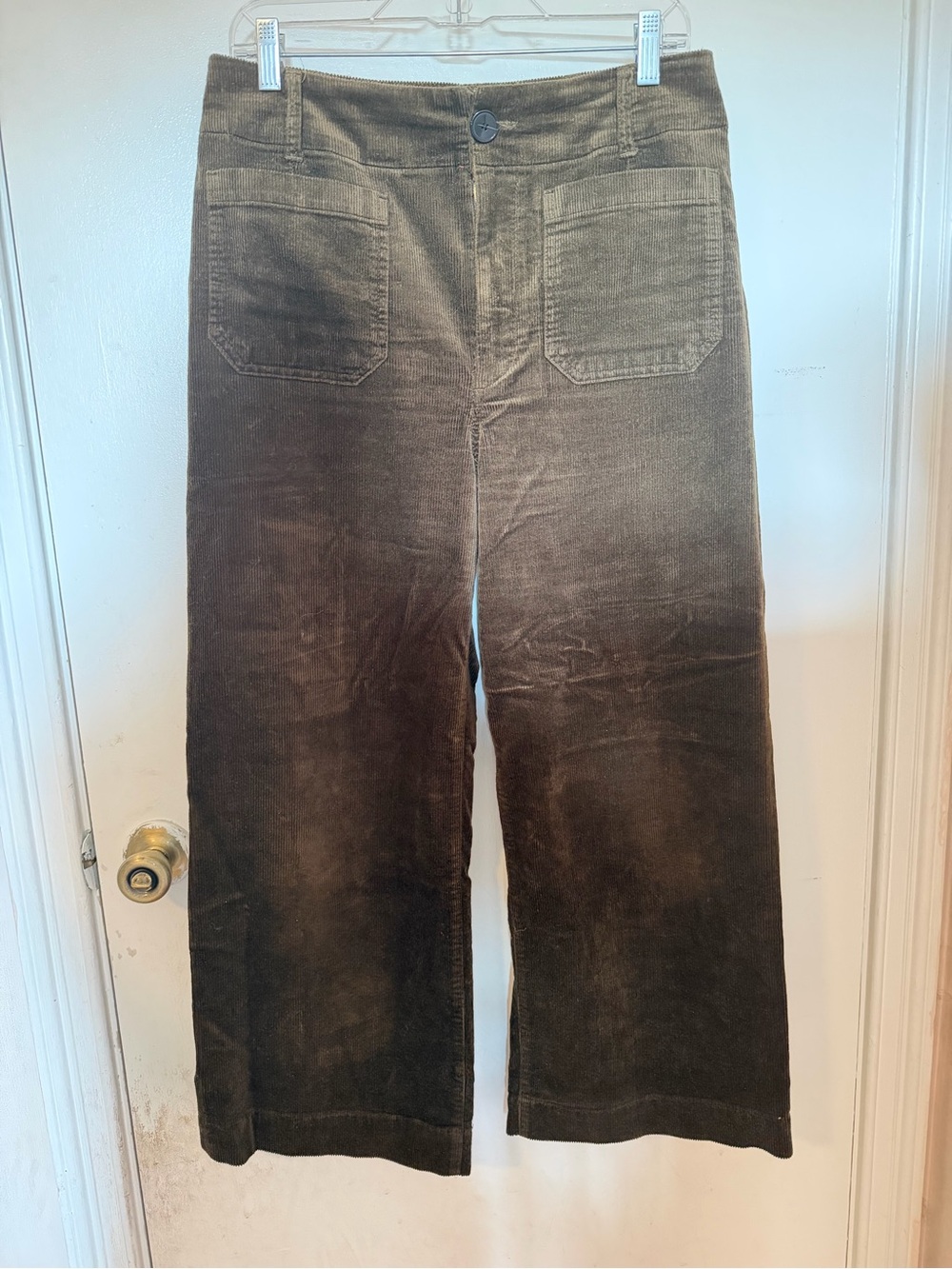 Maeve Colette Anthropologie Spruce Green Wide-Leg Corduroy Pants